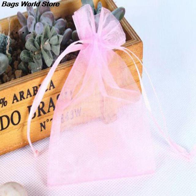 100pcs/lot Organza Jewelry Bag Tulle Drawstring Bag Jewelry Display Packaging Jewelry Pouches Wedding Gift Jewelry Display