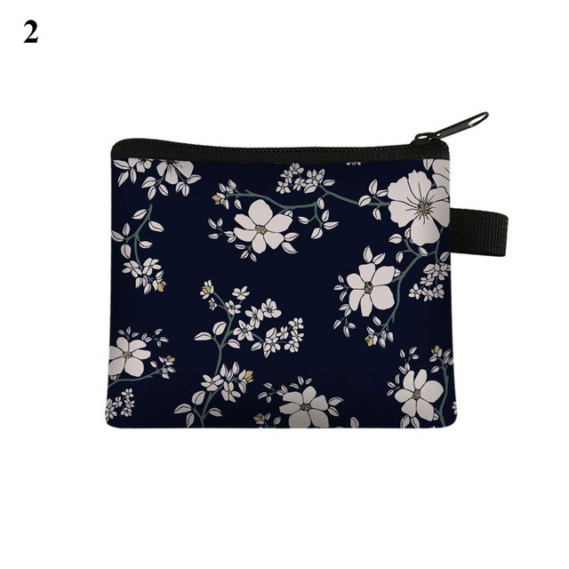 Fashion Brand Wallet Women Lovely Bowknot Flower Print Small Coin Bag Wallet Canvas Zipper Female Coin Purse Purse Earphone