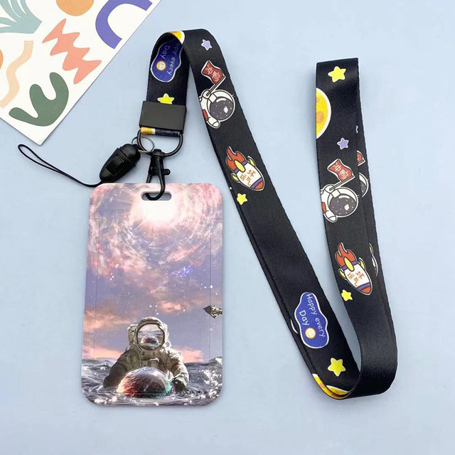 New Cartoon Space ID Credit Bank Card Holder Students Bus Visiting Card Case Door ID Badge Cards Cover for Women Men Pendants