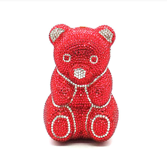 Women's Perforated Bear Handbag,Bear Perforated Crystal Handbag,Cocktail Purse,Shoulder Bag,Gifts