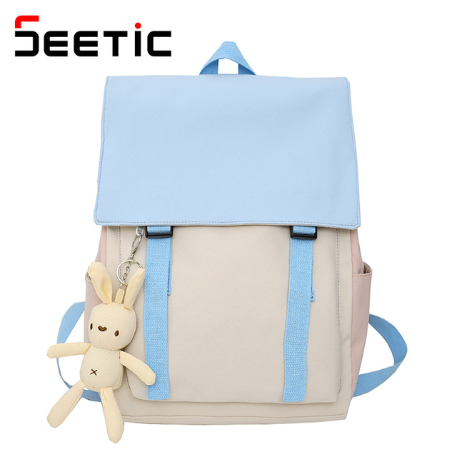 SEETIC New Kawaii Women Backpack Fashion Waterproof Students Backpack High Quality School Bag Anti-theft Nylon Backpack Female