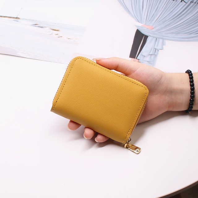 Women/Men Business Card Holder Wallet Case Red/Black/Grey/Yellow/Blue/Purple Credit Card Case 26 Bit Zipper Card Wallet