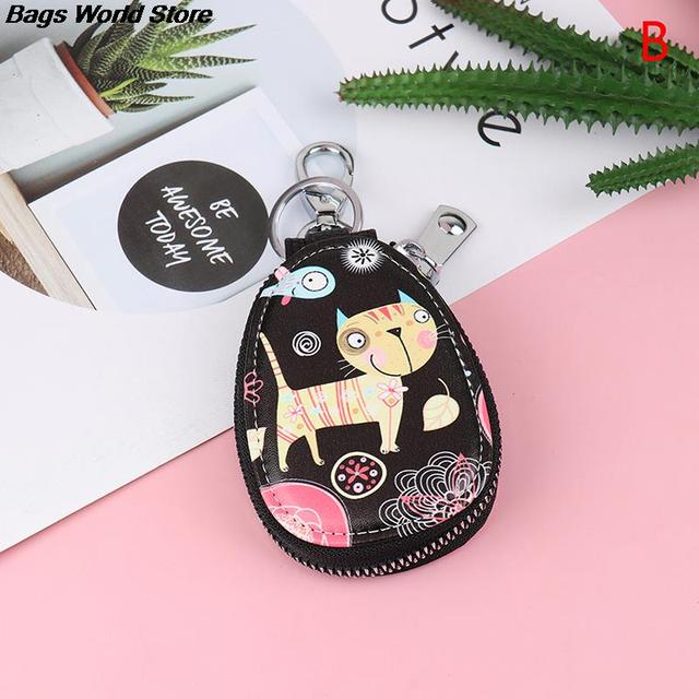 Fashion 1PC Women Key Bag Cartoon Girl Students Leather Key Wallets Key Case Car Key Chains Cover New Lovely Key Holder