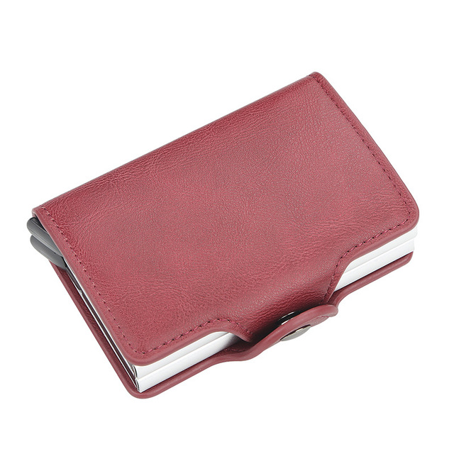 Men Wallet With Buckle Double Layer Aluminum Alloy Fashion Card Holder Casual Credit Card Holder Slim Small Wallet For Men