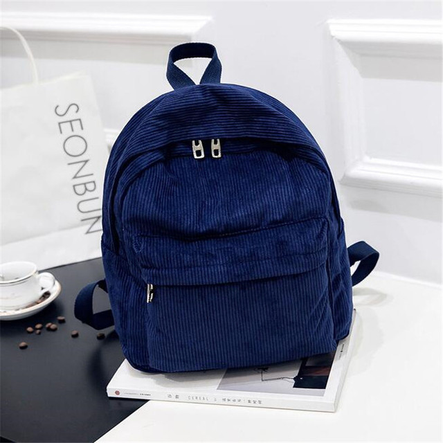 Personalized corduroy black navy khaki gary student backpack embroidered custom large capacity school bag for students and adults