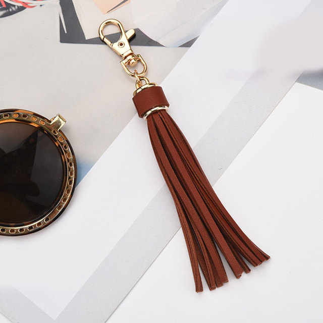 Fringe PU Leather Tassel Keychains Rhodium Key Holder Metal Key Charm Key Ring Bag Auto Car Pendant Hot Sale Jewelry