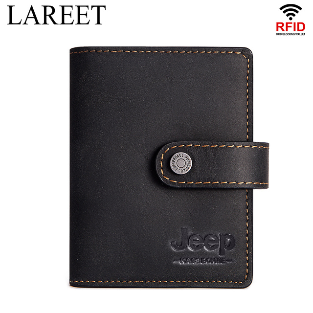 Short RFID Men Thin Bank Wallets Credit Card Holder Slim Male Nut Zipper Hasp Purse Genuine Leather Passport Travel Bags