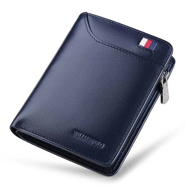 Williapolo Coin Purses Genuine Leather Men Wallet With Card Holder Short Wallet Zipper Wallets Casual Standard Wallets PL293