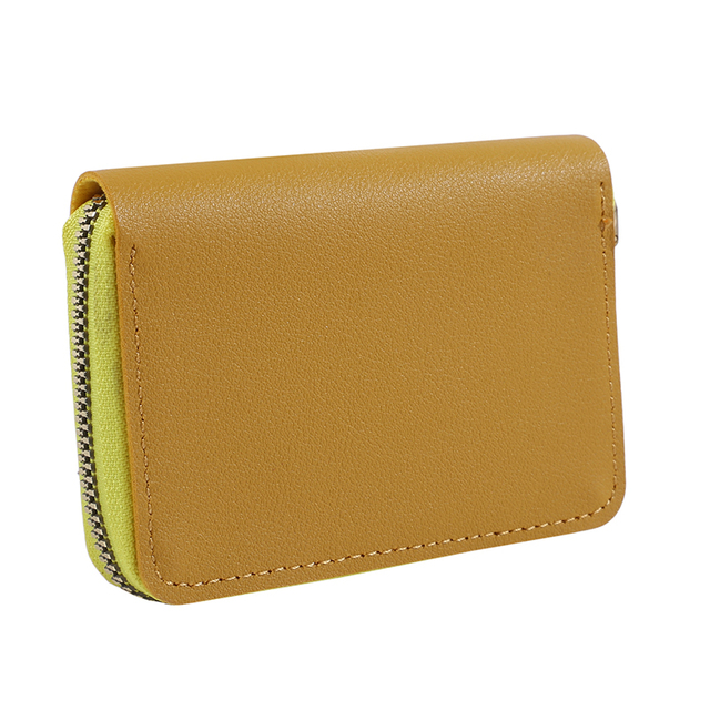 Women PU Zipper Cash ID Card Credit Card Holder Pure Color Business Card Case Name Card Holder Card Holder