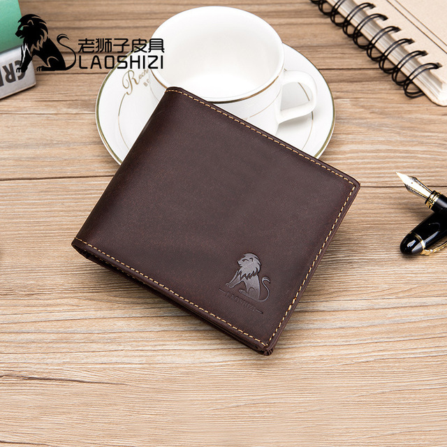 LAOSHIZI LUOSEN Leather Men's wallet anti-theft brush fashion first layer leather change clip double large note Wallet