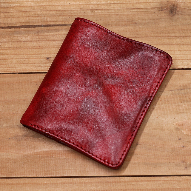 Genuine Leather Men Wallet Male Women Vintage Retro Wrinkle Short Small Slim Bifold Pocket Wallet With Card Holder High Quality