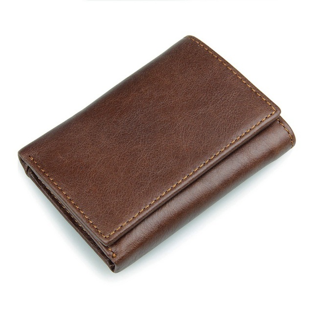 GENODERN Short Tri-fold Men's Wallet with Multi Card Holder Fashion Men's Wallet RFID Blocking Wallet Anti-scanning Leather Wallet