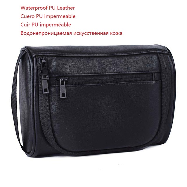 Men Waterproof Travel Toiletry Cosmetic Wash Bag Bathroom Leather Business Shaving Bag Ladies Bath Bag With Strong Handle