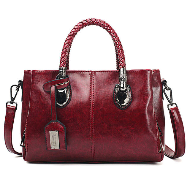 Women's Oil Wax Classic Leather Handbag, Designer Shoulder Bag, Collection 2021