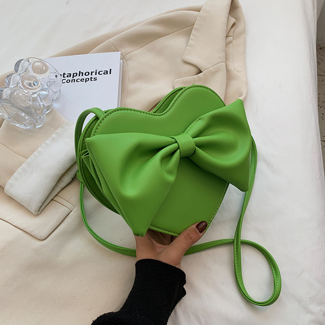 HOCODO Heart Shaped Crossbody Bags For Women Bow-knot Shoulder Bag Woman Summer Cute Ladies Purse PU Leather Women Bags