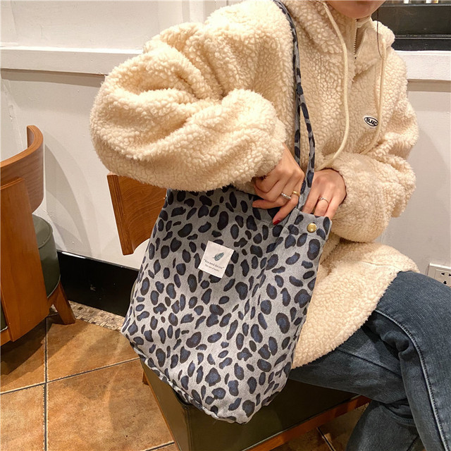 Women Corduroy Handbag New Fashion Floral Printing Large Capacity Canavs Shoulder Bag 2022 Summer Ladies Shopping Messenger Bag