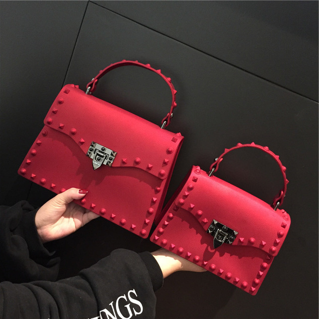 luxury handbags women bags designer jelly bag fashion vintage woman shoulder bag 2021 pvc rivet handbags