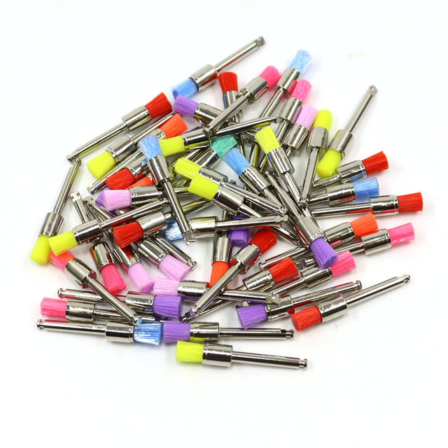 100pcs/bag Dental Polishing Brush Profi RA Brush Shank Flat Latch Nylon Teeth Prevention