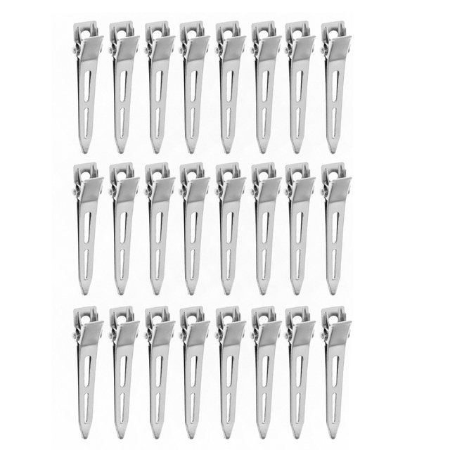 24pcs Single Prong Curl Duck Bill Hair Clips Silver Divided Hairpins Metal Modeling Positioning Alligator Barrette