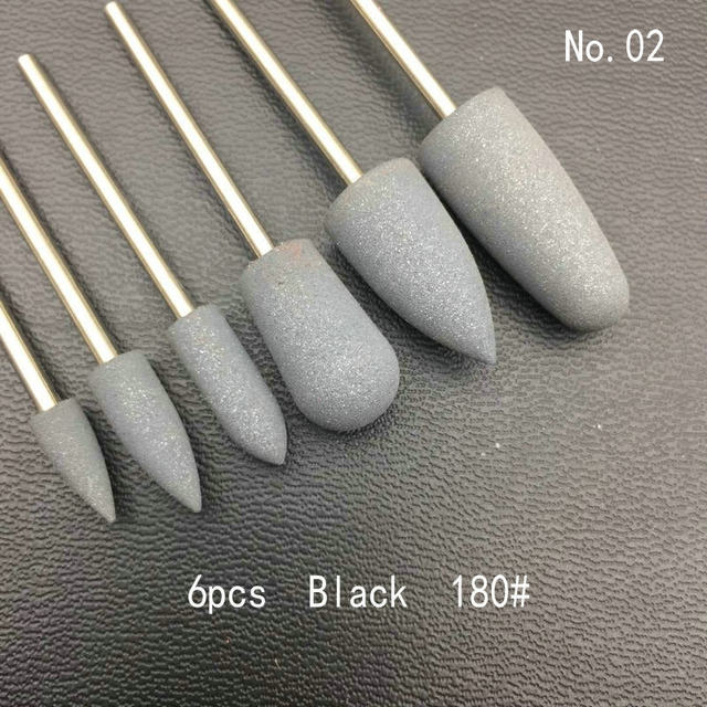 6pcs/set Rubber Silicon Nail Drill Grinding Cutter for Manicure Flexible Bit Polisher Machine Electric Nail File Art Tools