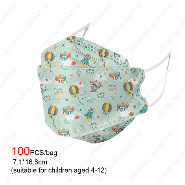 2022 New 10-100pcs Ffp2 Children Kn95 Mask 4-layer Non-woven Fabric Protection Dust-proof Respirator Suitable for 4-12 Years