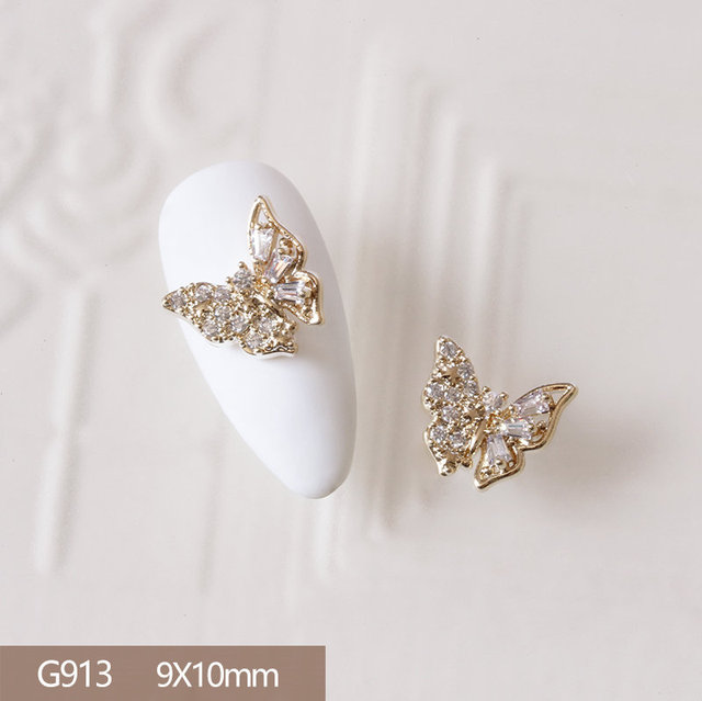 4pcs/lot Love Rose Butterfly Pendant 3D Alloy Nail Art Zircon Pearl Metal Manicure Nails Accessories DIY Nail Decorations Charms