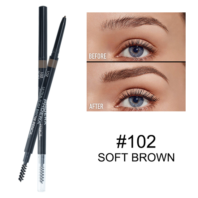 PHOERA 5 Color Natural Long Lasting No Blooming Double Ended Eyebrow Pencil Waterproof Sweatproof No Fading Eyebrow Pen TSLM1