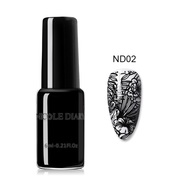 nicole diary stamping nail polish black white gold silver nail art printing varnish DIY design for stamping nail plate shellac