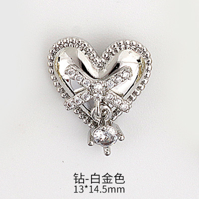 Nail Art Love Heart Zircon Jewelry Real Gold Pendant Love Heart Zircon Pearl Nail Decoration Sticker