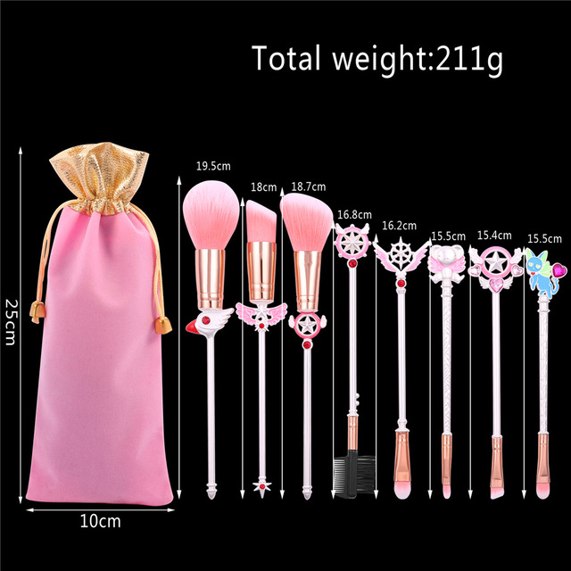 Anime Cosplay Brush Cosmetic Makeup Brushes Tool Set 8pcs Kit Eye Liner Shader Foundation Powder Natural Synthetic Hair Pink