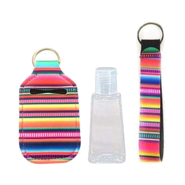 Portable 1oz Refillable Empty Travel Bottles With Keychain Holder Wristlet Set Keychain Bottle Container With Flip Caps