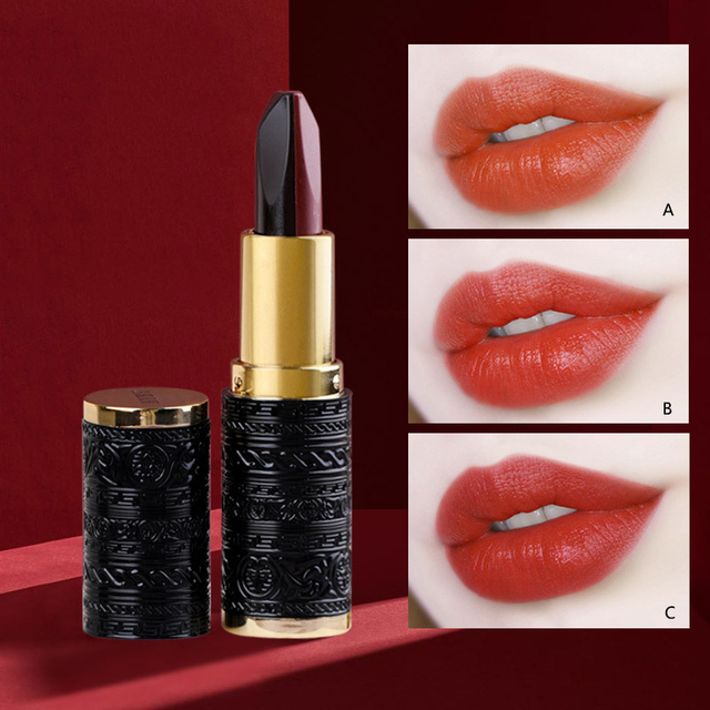 1pc Three Colors Black Lipstick Tube Rose Diamond Matte Velvet Lipstick Long Lasting Waterproof Full Color Sexy Lips Makeup