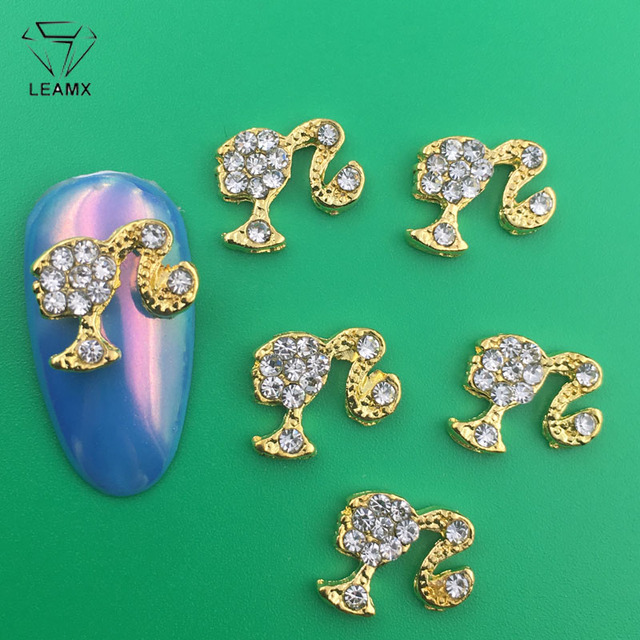 LEAMX 10pcs/bag Clear Rhinestones Nails Art Decorations Beautiful Girls Nail DIY 3D Gems Alloy Nail Diamond Charms Supply L413