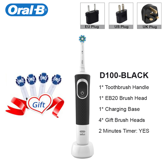 Oral B Electric Toothbrush For Adult D100 Vitality Cleaning Rechargeable Toothbrush Waterproof Cleaner 4 Color Teeth Whitening