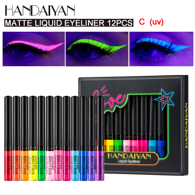 Hot Sale 12 Colors Fluorescent Eyeliner Kit Waterproof Eyeliner Kit Colorful Eyeliner Pencil Cosmetics Set