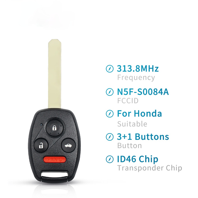 KEYYOU For Honda 313.8MHz Remote Keyless Car Key Transmitter Replacement With N5F-S0084A Chip46 Fit For Honda Civic