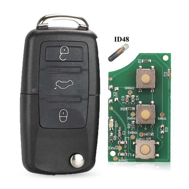 jingyuqin 3 Button Flip Remote Car Key Fob For VW Passat Polo Skoda Seat Polo/Golf/Beetle 1J0959753 Da/Ah 1K0959753G 434Mhz ID48