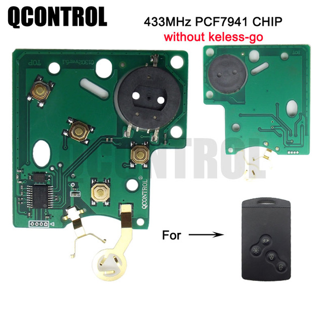 QCONTROL 4 أزرار سيارة مفتاح بعيد دعوى لرينو ميجان 433MHz PCF7941 رقاقة دون مفتاح الذهاب