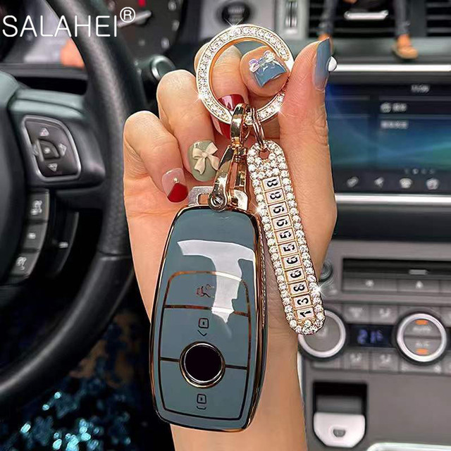 PU Diamond Car Key Case For Benz 2017 E Class W213 2018 S class Benz W245 W204 W205 W210 W212 W221 W222 CLK Accessories