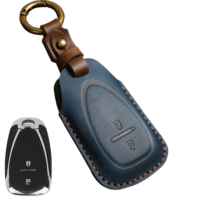 Luxury Leather Car Key Case Cover Fob Protector Keychain Holder For Chevy Chevrolet 2021 JM Trax Crvalier Cruze Malibu Keyring