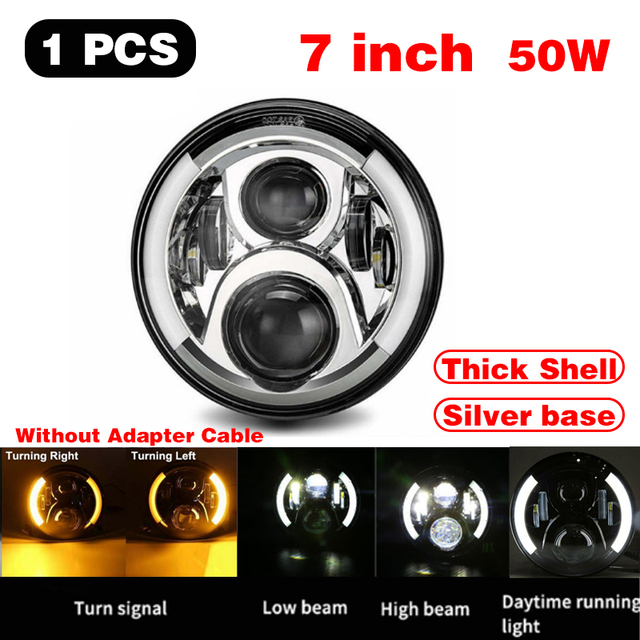 45W/60W/75W/80W/90W Car Led 7 Inch Car Accessories Angel Eyes H4 Led Headlight For Lada Niva 4X4 Uaz Hunter Hummer