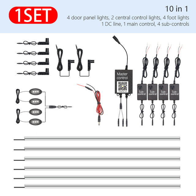 12 فولت الاكريليك الداخلية مصباح لتهيئة الجو RGB سيارة الشريط البصري APP التحكم الصوتي مستقل اتصال وحدة ديكور المحيطة مصباح