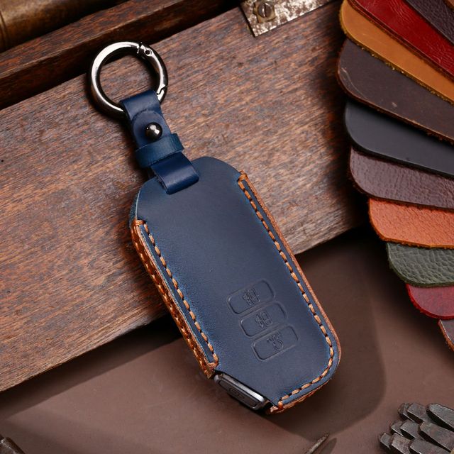 Luxury Car Key Cover Case Genuine Leather Keychain Accessories For Kia Ev6 Seltos K5 Sorento Mq4 7 Button Keyring Holder Shell