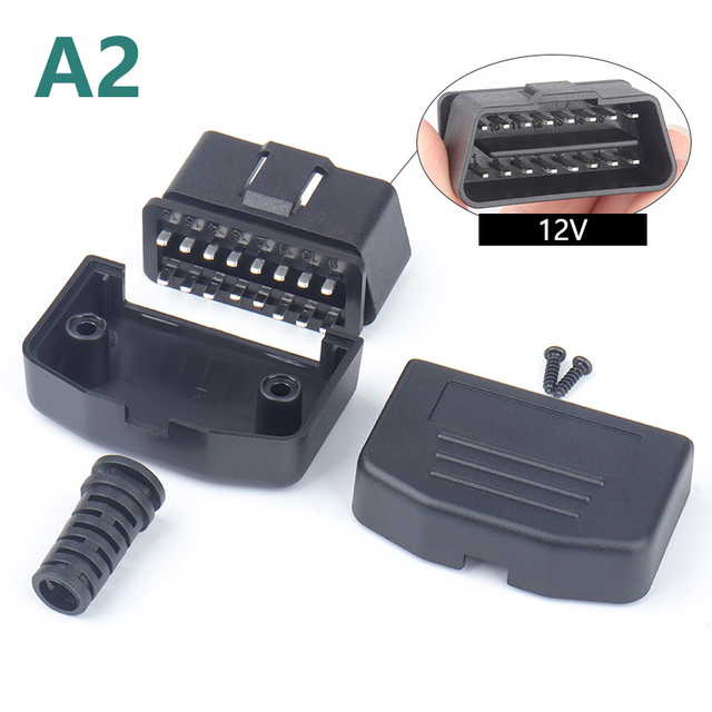 OBD II L Type 16 Pin Bus Connector Cable Socket Plug With Shell And Screw