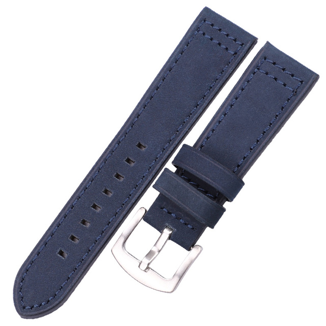 HENGRC Genuine Leather Watches Bracelet Black Blue Gray Brown Cowhide Watch Strap for Women Men 18 20mm 22mm 24mm Wrist Band