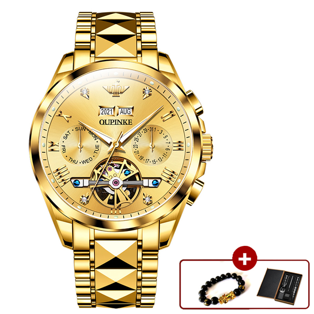 Original OUPINKE luxury automatic men's watch mechanical sapphire crystal waterproof fashion top brand hollow wristwatches