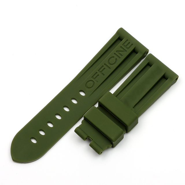 22mm 24mm 26mm Army Green Black Orange Blue Red White Rubber Silicone Whatchband Watch Band for Panerai Strap Belt Buckle