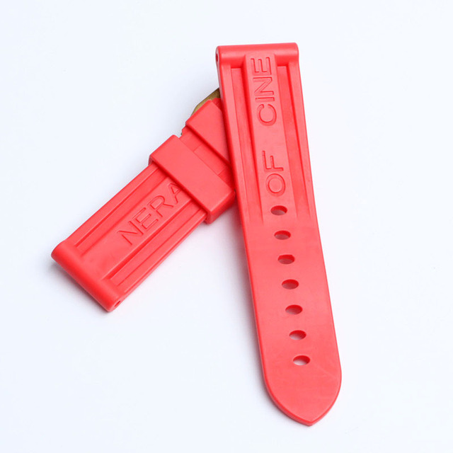 24mm Black Blue Red Orange Gray Purple Watch Band Silicone Rubber Watchband Fit For Panerai Strap Tools Pin Buckle Tools