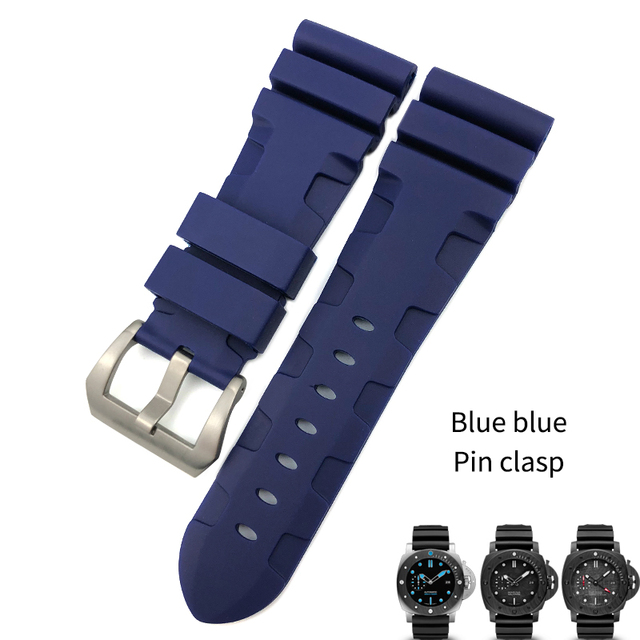 22mm 24mm 26mm Rubber Waterproof Silicone Watch Strap Replacement for Panerai Wristband Strap Pin Buckle Watchband Black Blue Red