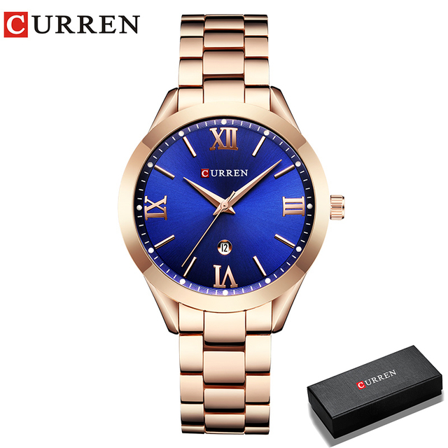 CURREN الذهب ساعة النساء الساعات السيدات 9007 الصلب المرأة ساعات يد ساعة الإناث Relogio Feminino Montre فام